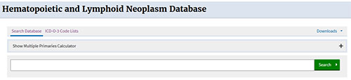 Screenshot of hematopoietic database search
